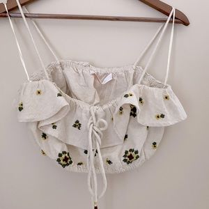 Zara | floral spaghetti strap ruffle crop top | NWT